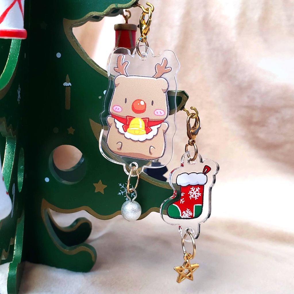New!【アクリルチャーム】クリスマス くまさん【小】《No.2》