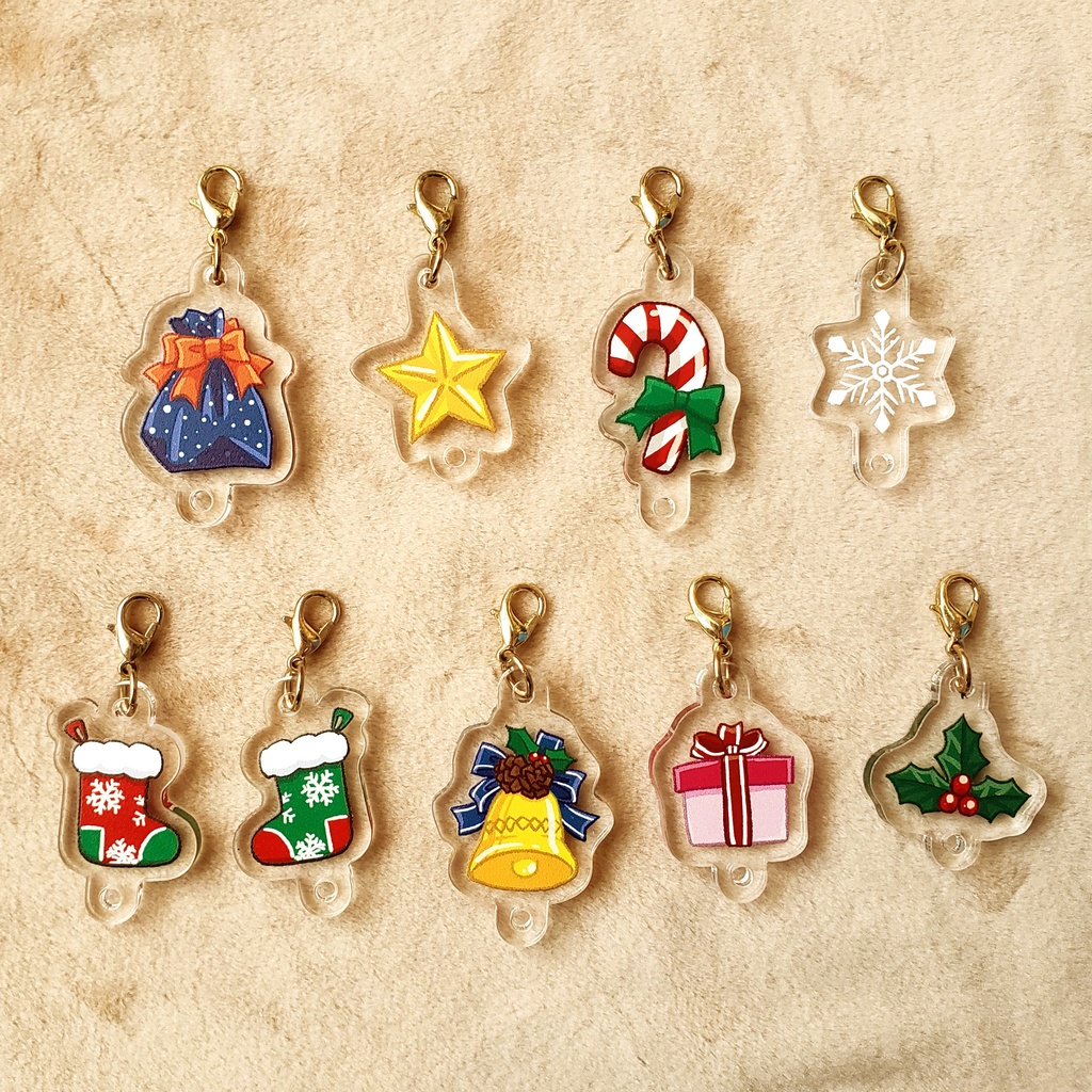 New!【アクリルチャーム】クリスマス くまさん【小】《No.2》