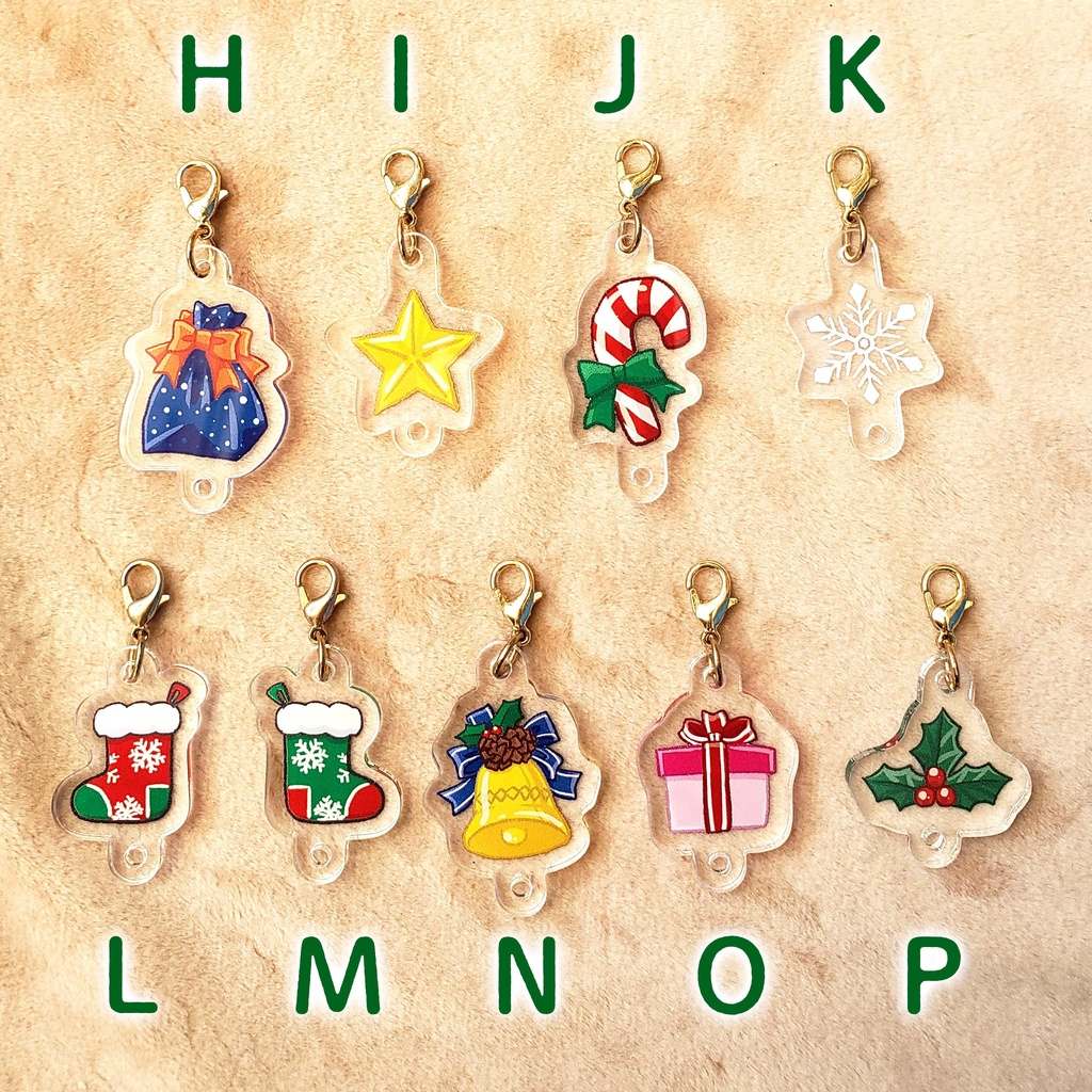 New!【アクリルチャーム】クリスマス くまさん【小】《No.2》
