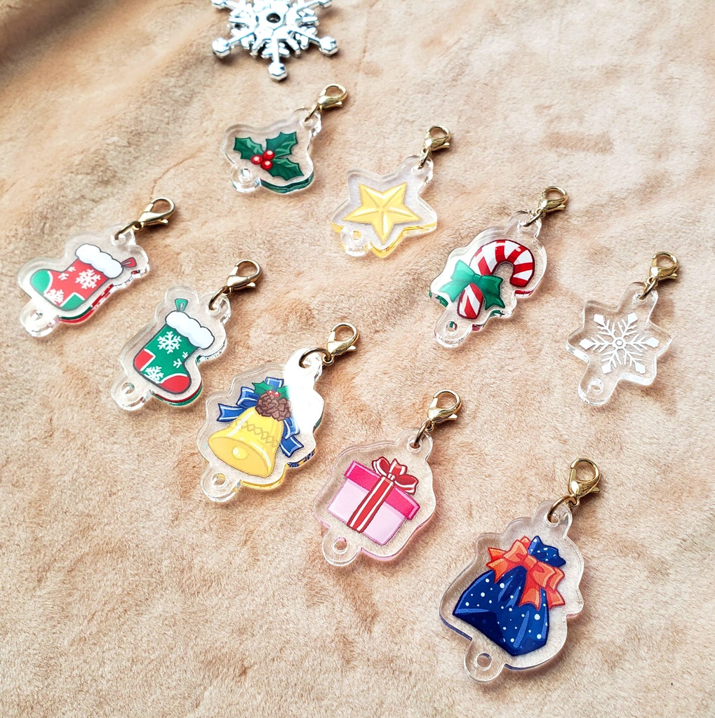 New!【アクリルチャーム】クリスマス くまさん【小】《No.2》