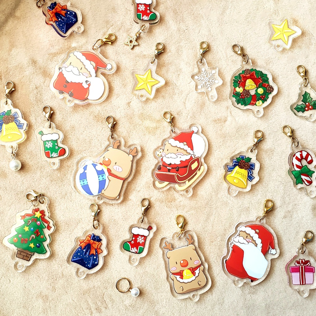 New!【アクリルチャーム】クリスマス くまさん【小】《No.2》