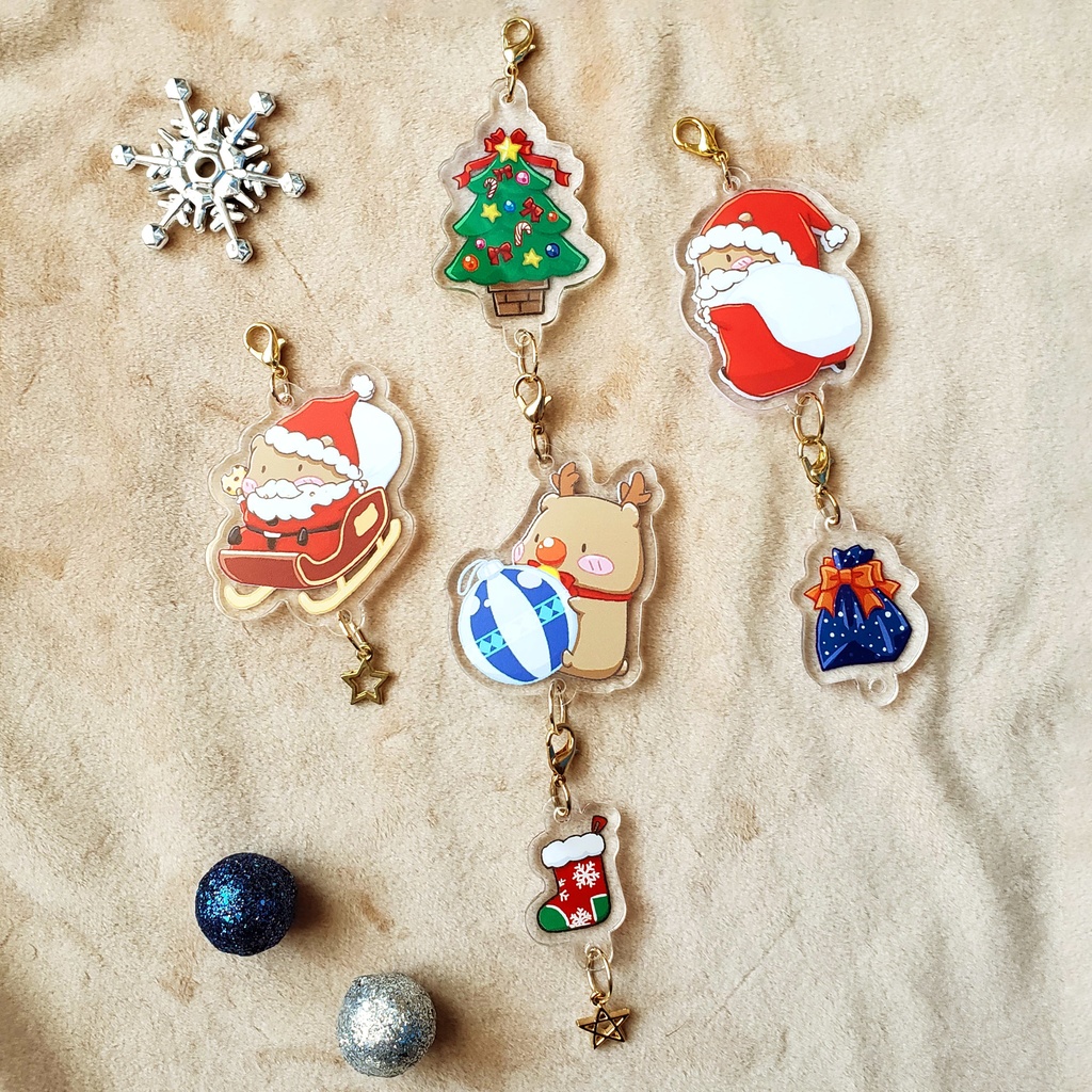 New!【アクリルチャーム】クリスマス くまさん【小】《No.2》