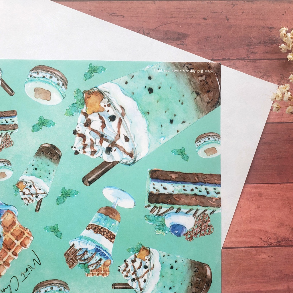 【ブックカバー】Mint Chocolate Sweets フリーサイズ ペーパー