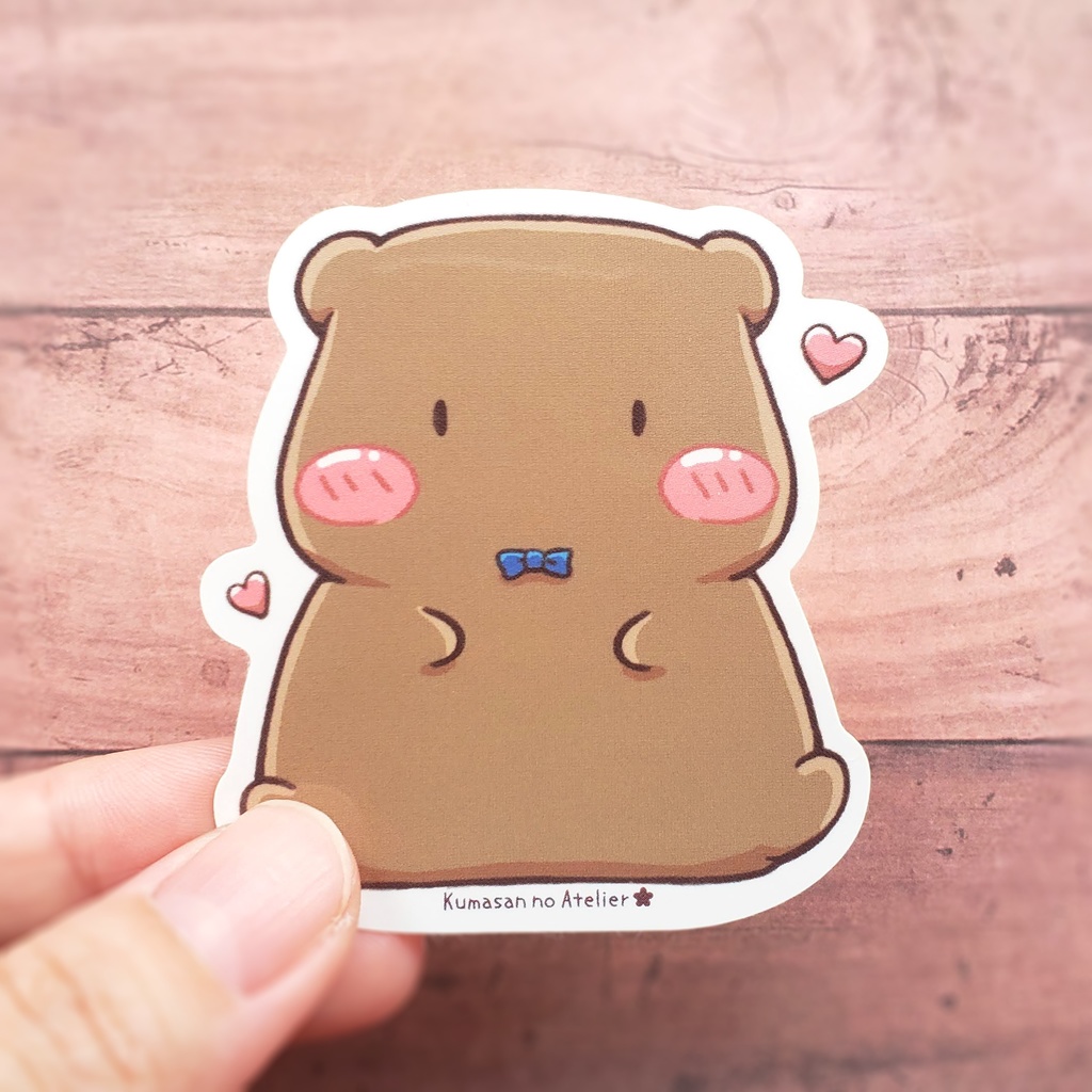 【ステッカー】くまさん おすわり/寝そべり(お腹すいた) シール イラスト