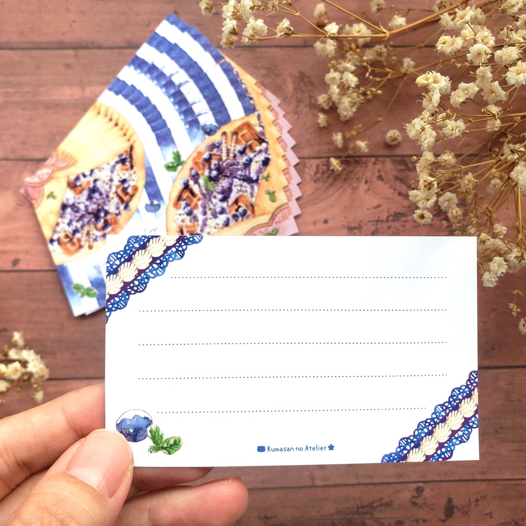 【メッセージカード 】ブルーベリークレープ 水彩