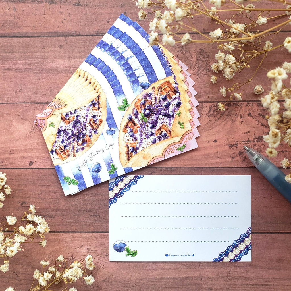 【メッセージカード 】ブルーベリークレープ 水彩