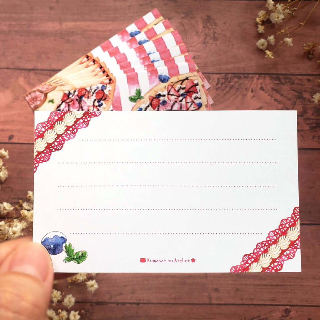 【メッセージカード 】いちごクレープ 水彩