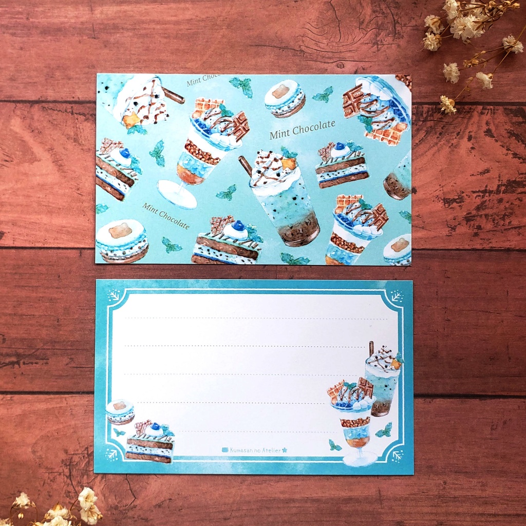 【メッセージカード 】Mint Chocolate Sweets 水彩