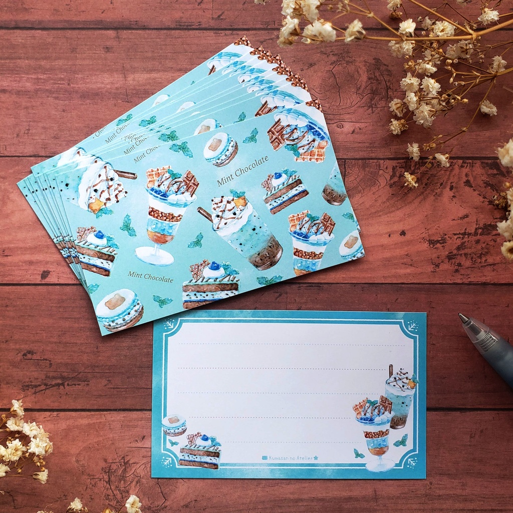 【メッセージカード 】Mint Chocolate Sweets 水彩