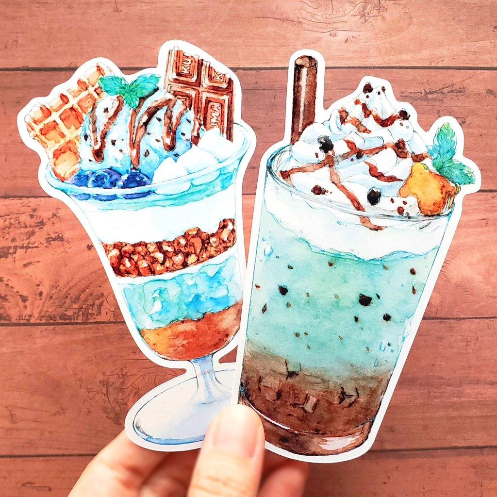 【ダイカットカード 】Mint Chocolate Sweets セット 水彩