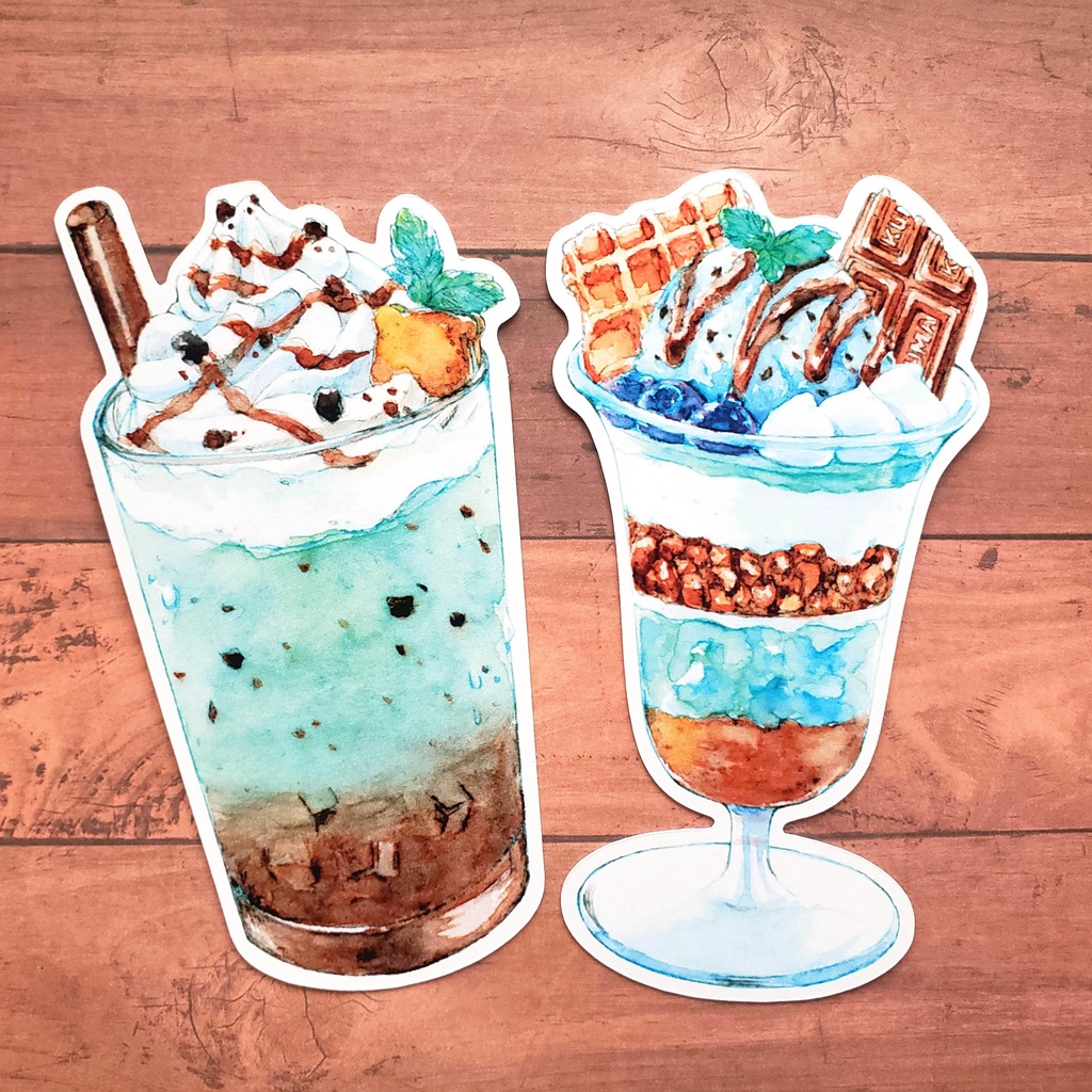 【ダイカットカード 】Mint Chocolate Sweets セット 水彩