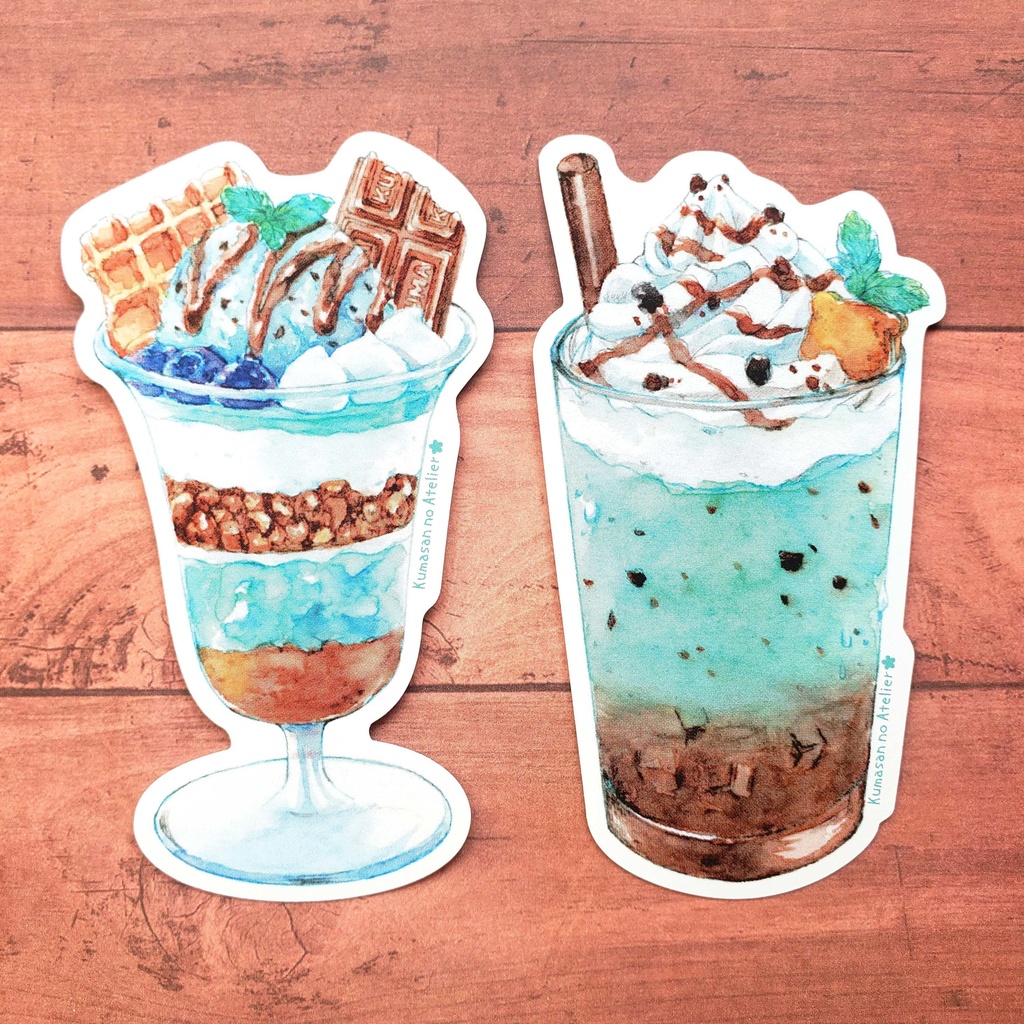 【ステッカー 】Mint Chocolate Sweets セット 水彩