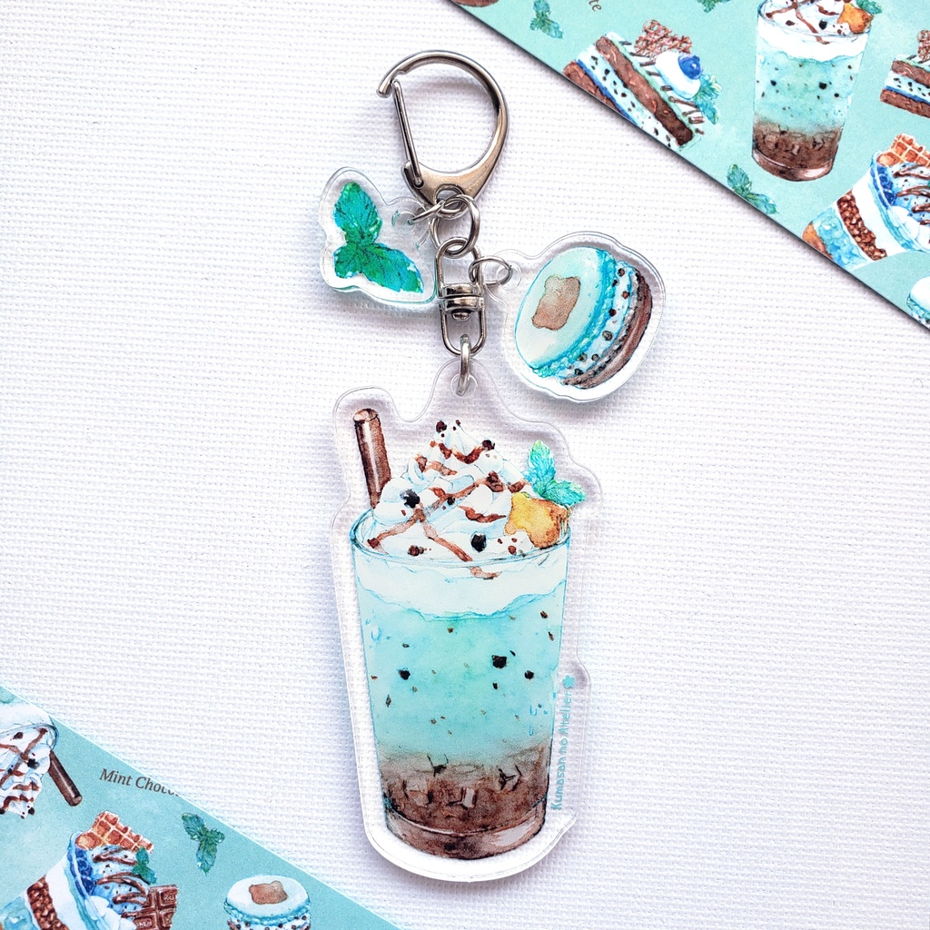 【アクリルキーホルダー 】ミントチョコレートオレ～Mint Chocolate Sweets～