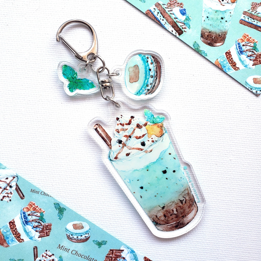 【アクリルキーホルダー 】ミントチョコレートオレ~Mint Chocolate Sweets~