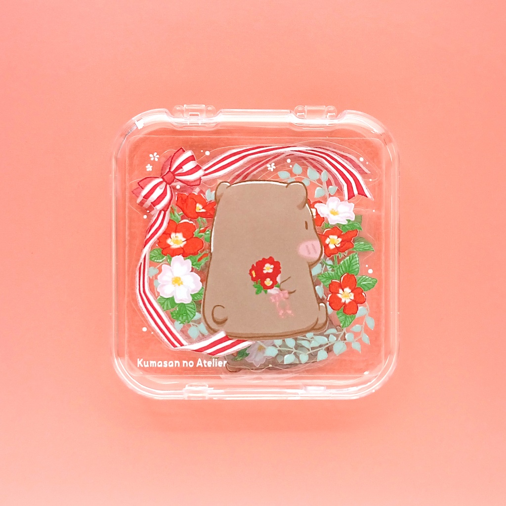 【透明フレークシール】花言葉くまさん バラ ケース入り