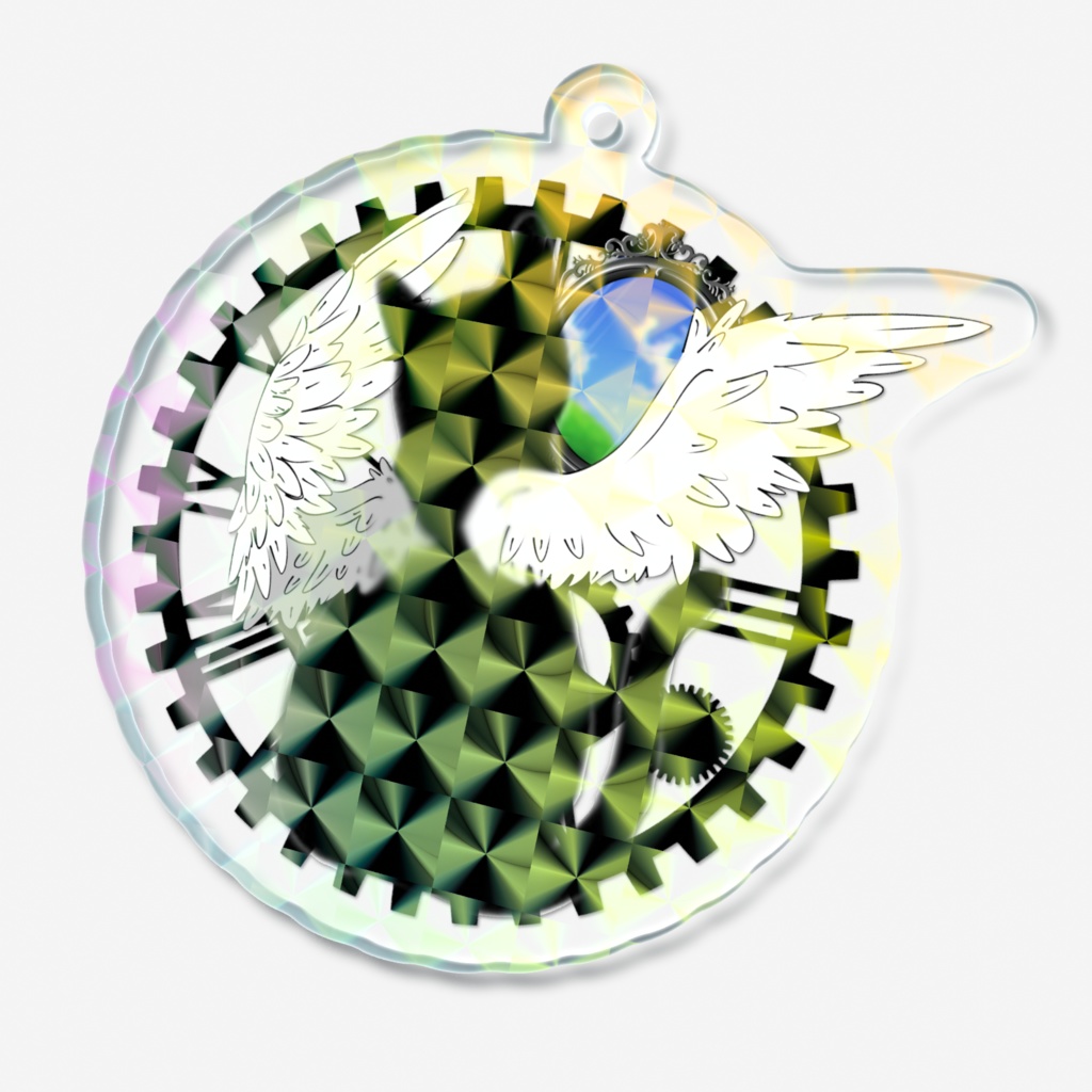 羽の生えた黒猫のキーホルダー