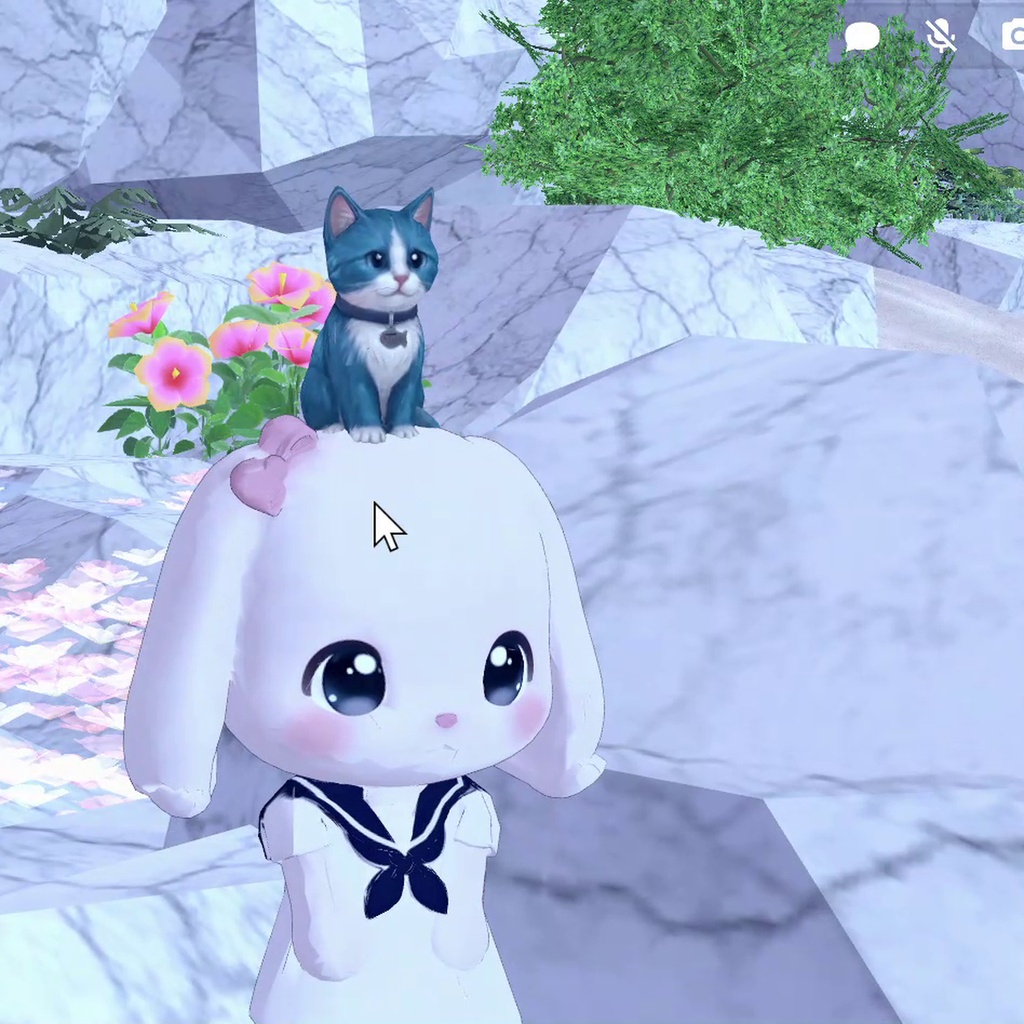 青のお座り猫|cluster向けアクセサリー