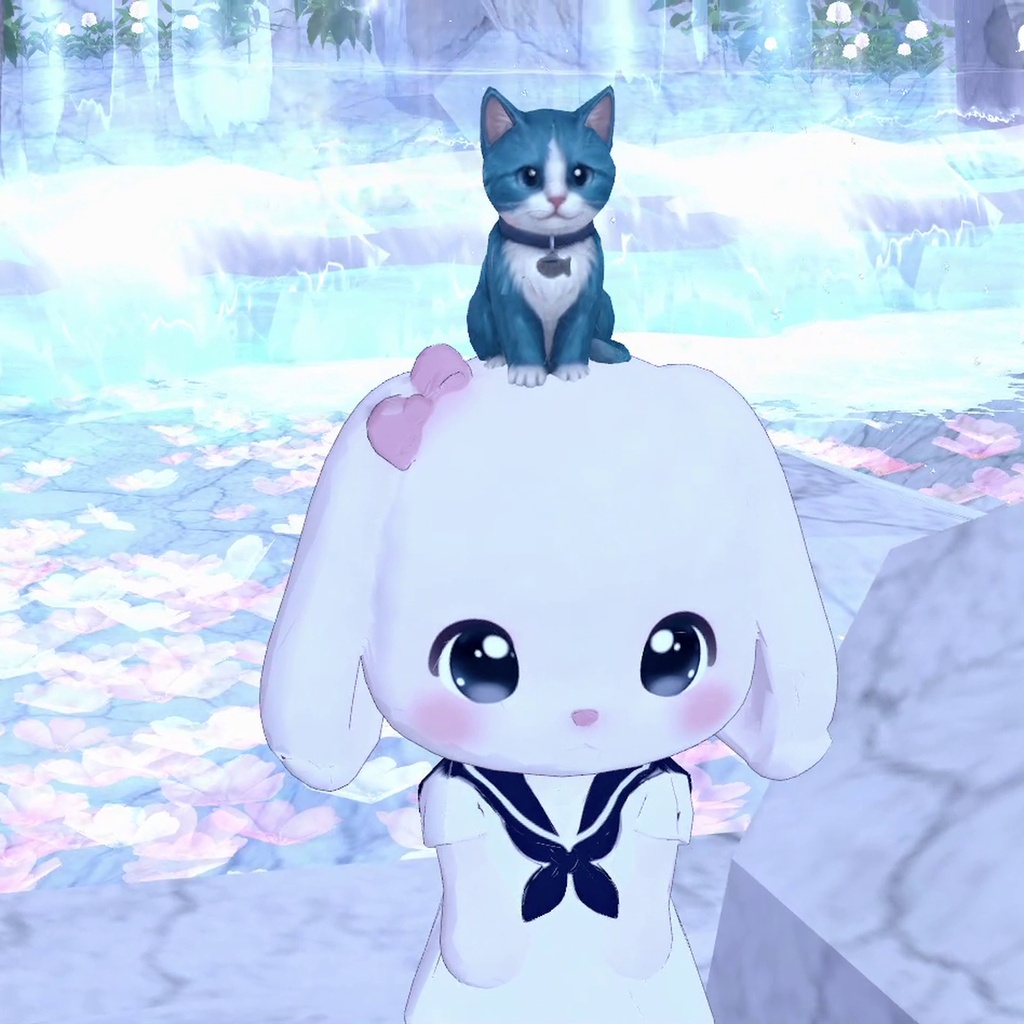 青のお座り猫|cluster向けアクセサリー