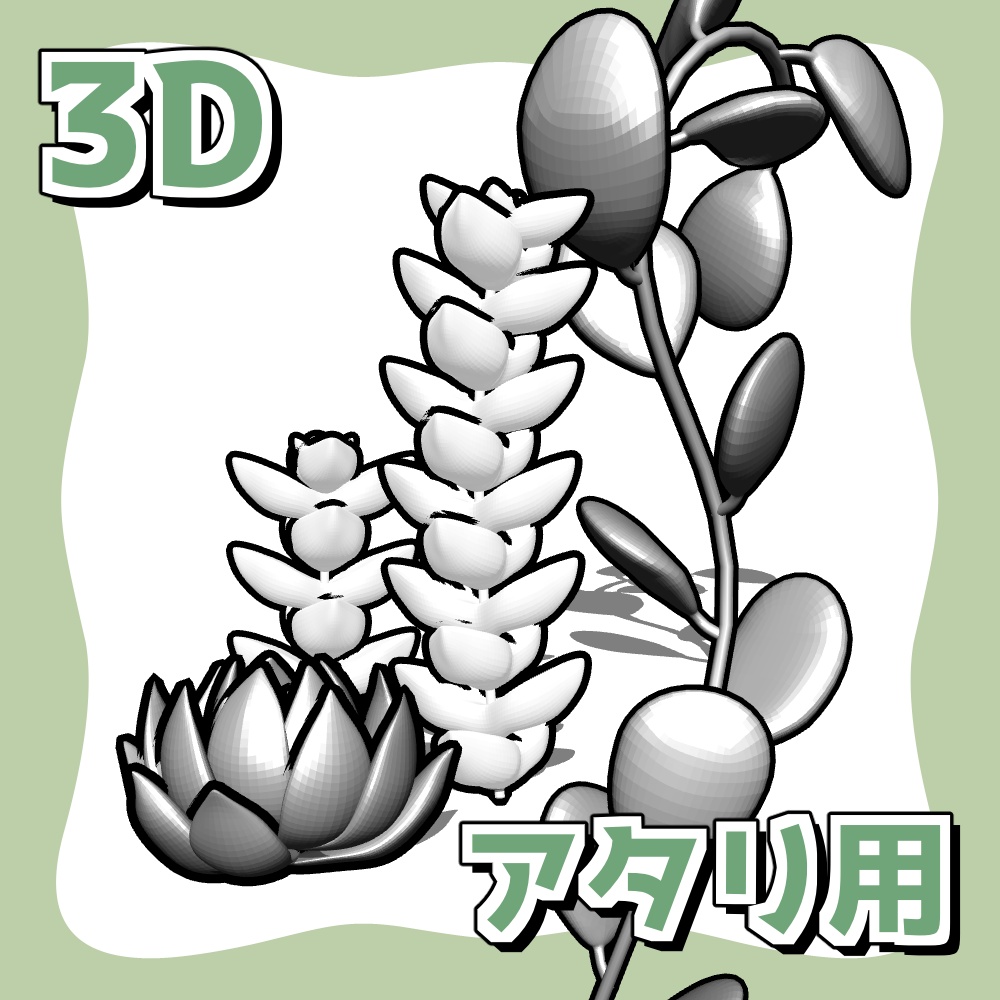【アタリ用3D】多肉植物3種セット
