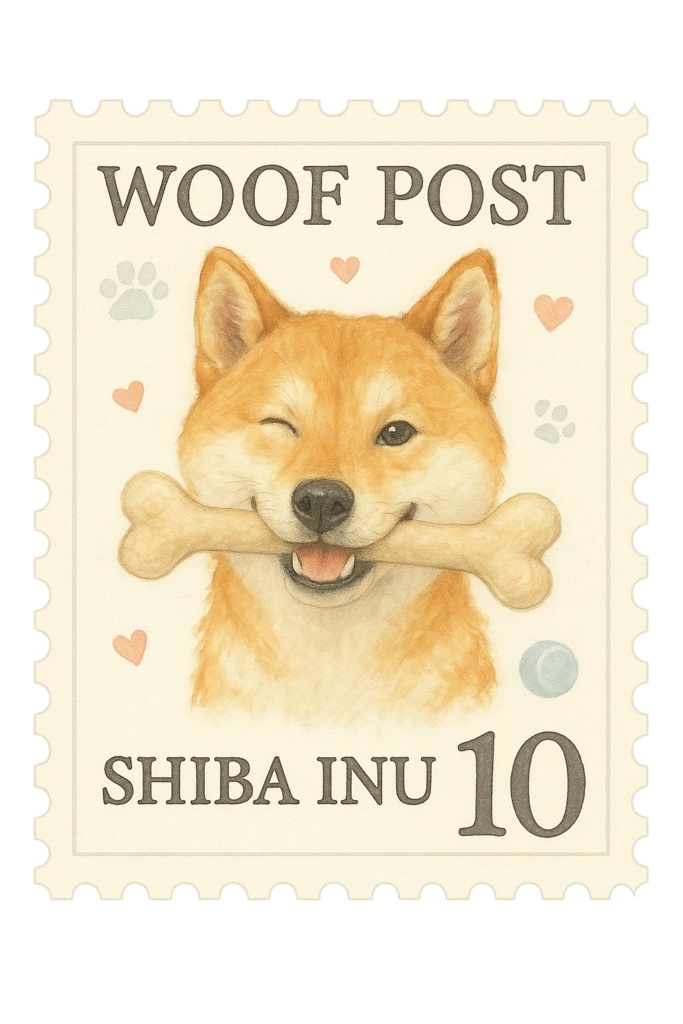 【無料DL】WOOF POST - 柴犬（水彩風イラスト PNG）