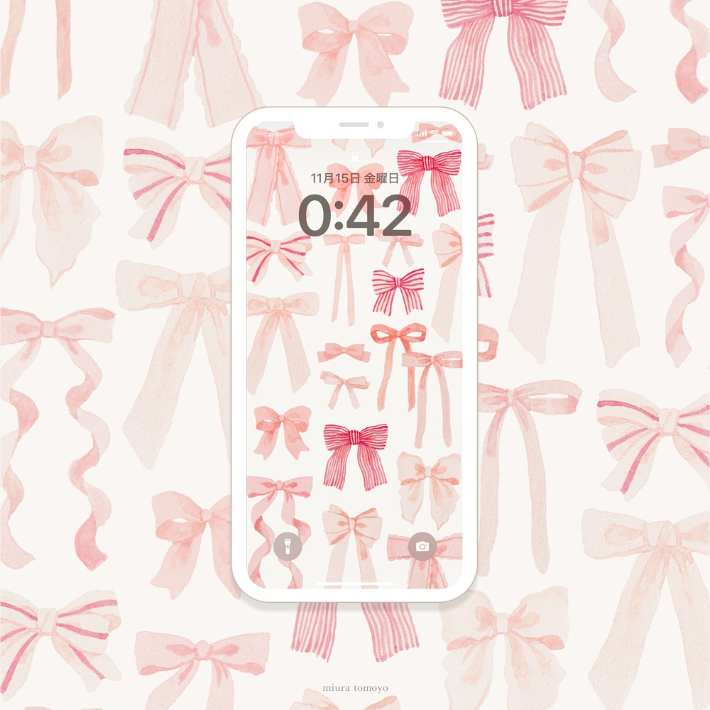 【待受】ribbon - cute pink -