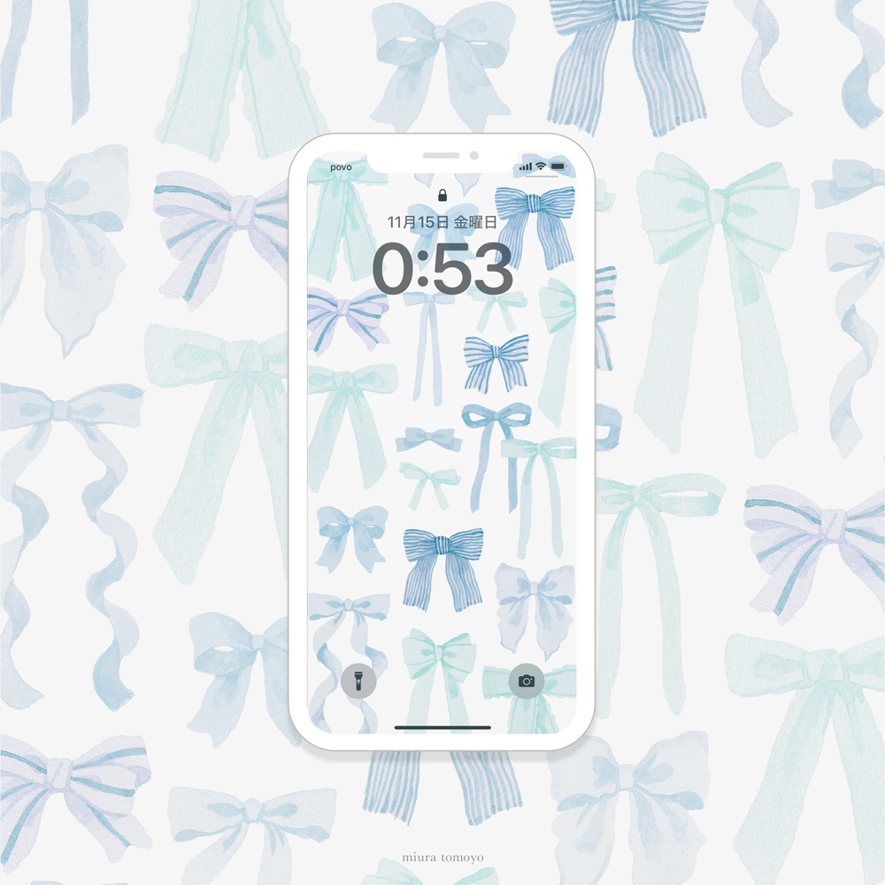 【待受】ribbon - blue -