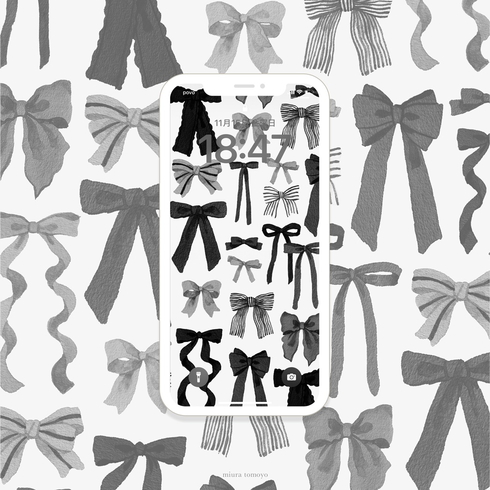 【待受】ribbon - black -