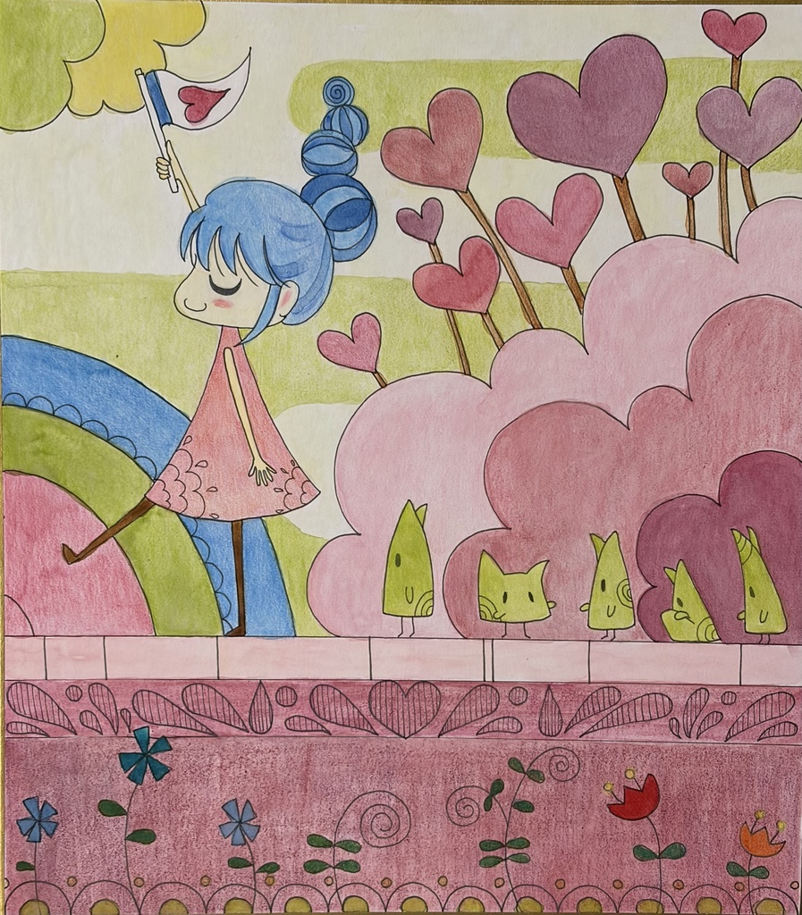 行進【イラスト色紙】