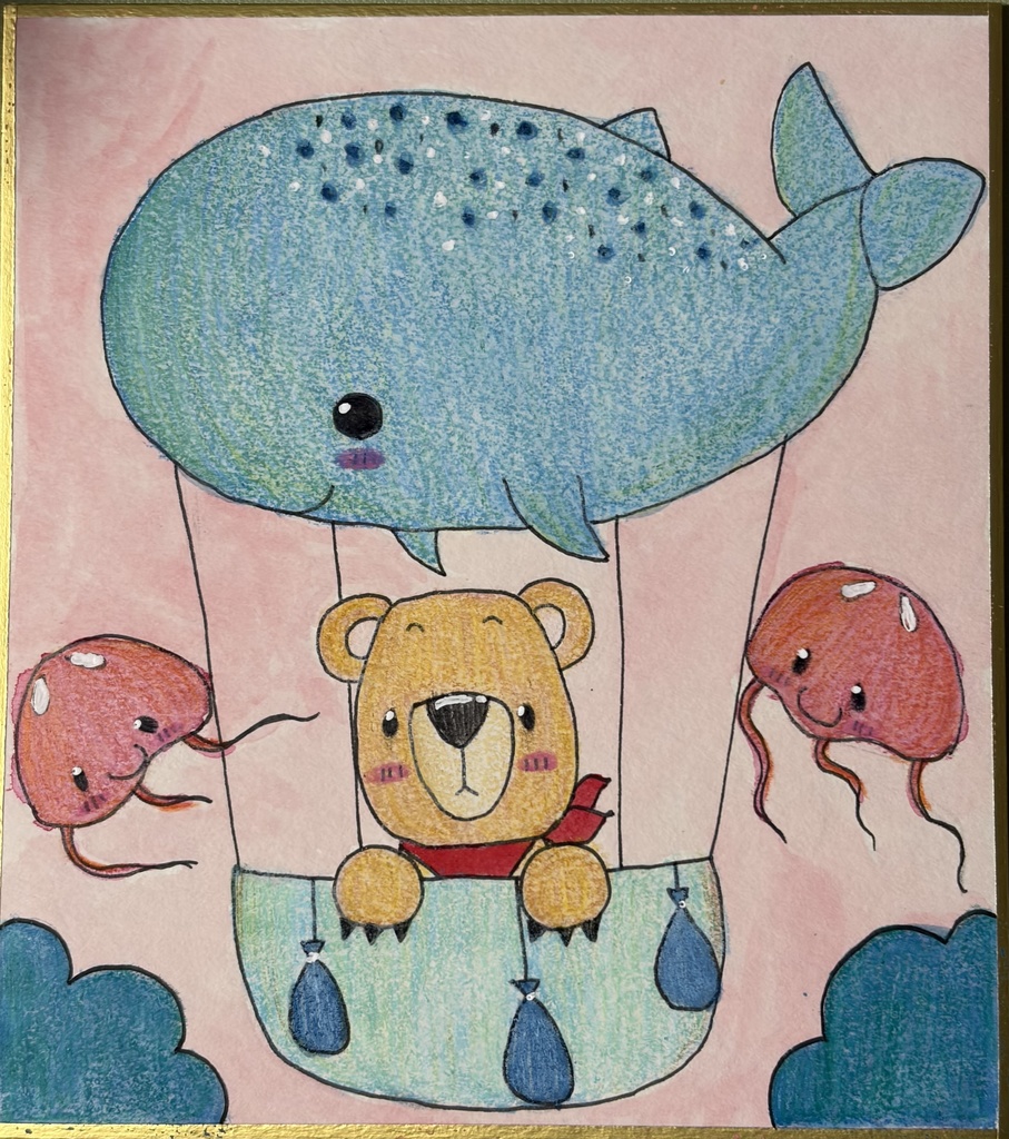 気球に乗って【イラスト色紙】