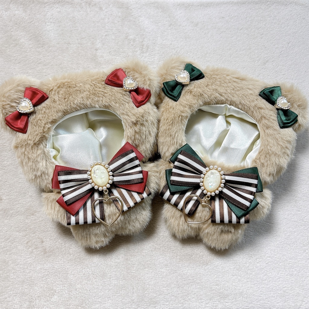 ちびぐるみ用着ぐるみ(2体セット) クリスマスカラー パールチェーン付き！