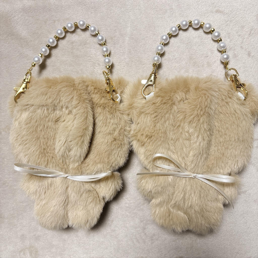 ちびぐるみ用着ぐるみ(2体セット) ピンク・レッド パールチェーン付き!