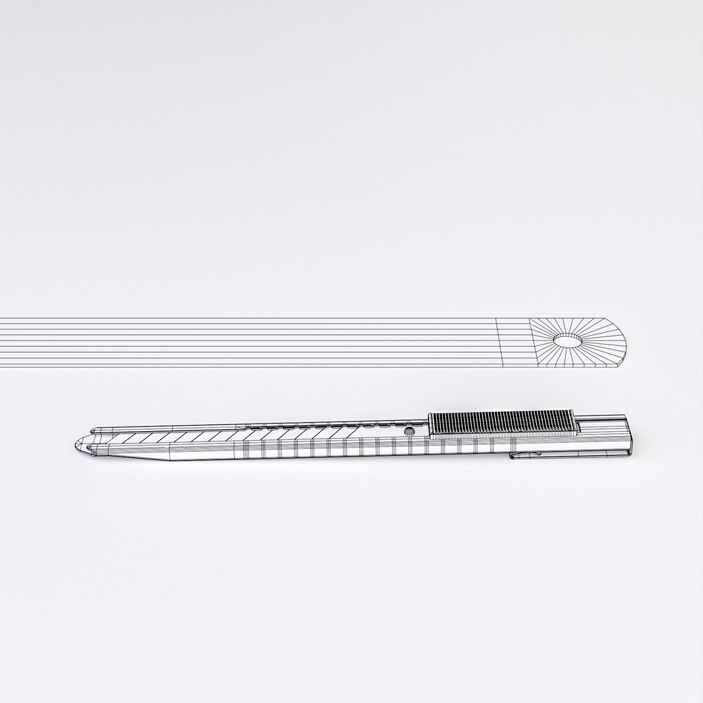 カッターナイフと30センチ定規【3Dモデル】