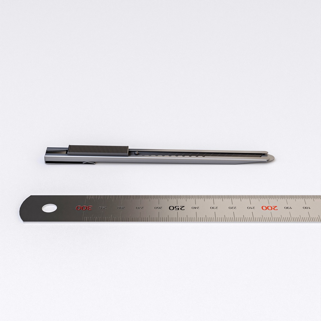 カッターナイフと30センチ定規【3Dモデル】