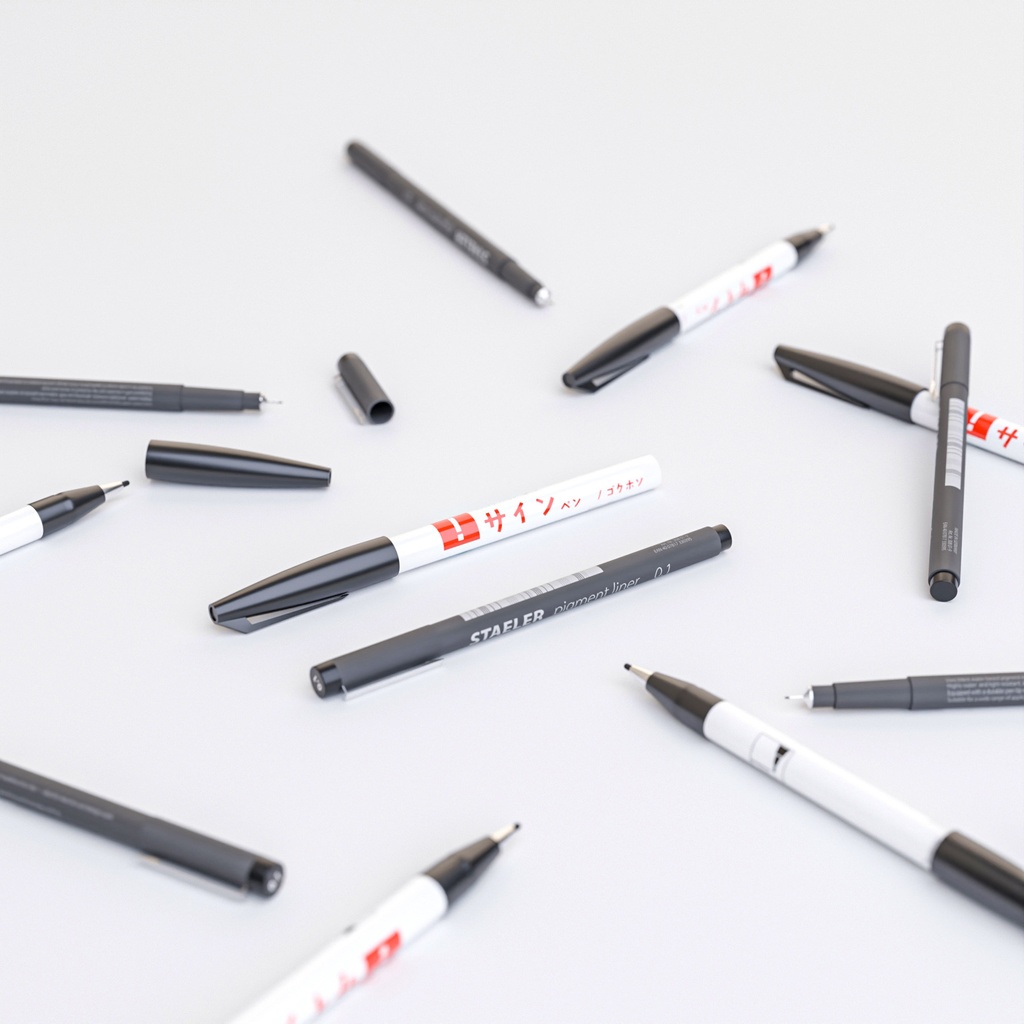 サインペンと製図ペン【3Dモデル】