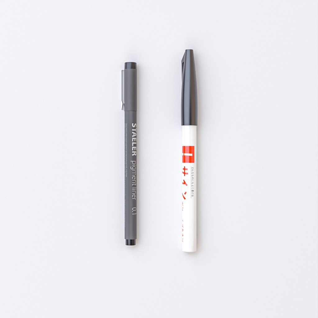 サインペンと製図ペン【3Dモデル】