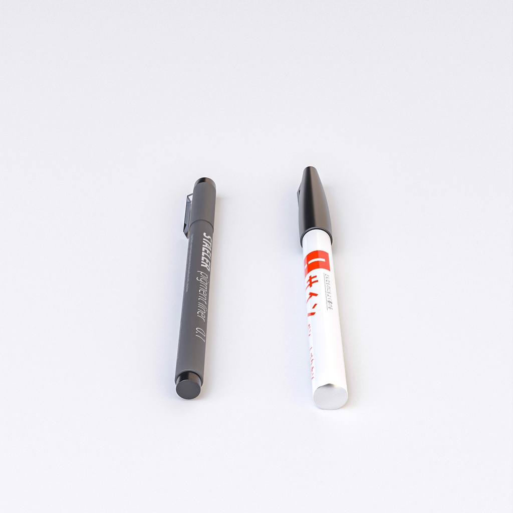 サインペンと製図ペン【3Dモデル】