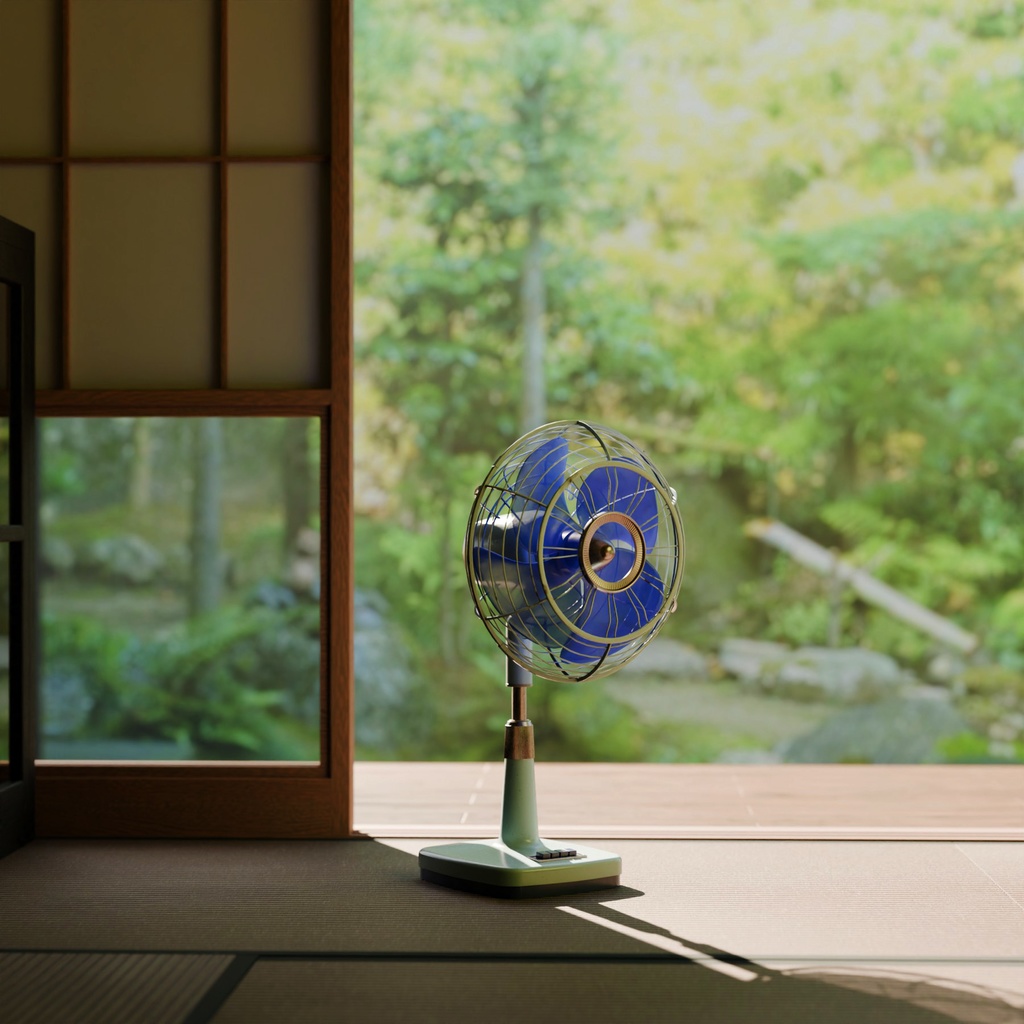 レトロな扇風機とエアコン【3Dモデル】