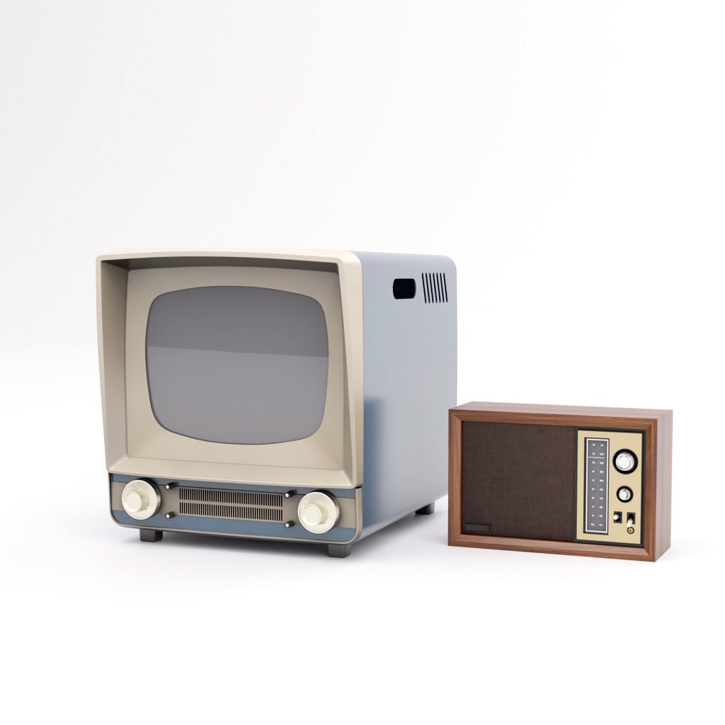 レトロなテレビとラジオ【3Dモデル】