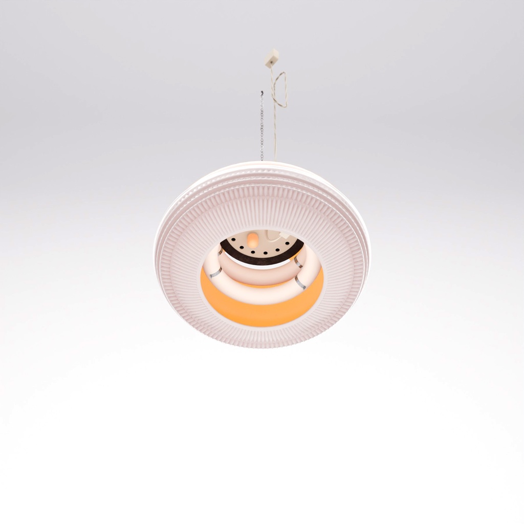 レトロな冷蔵庫と蛍光灯【3Dモデル】