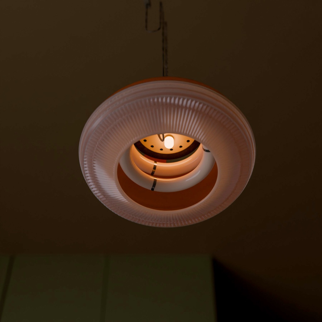 レトロな冷蔵庫と蛍光灯【3Dモデル】