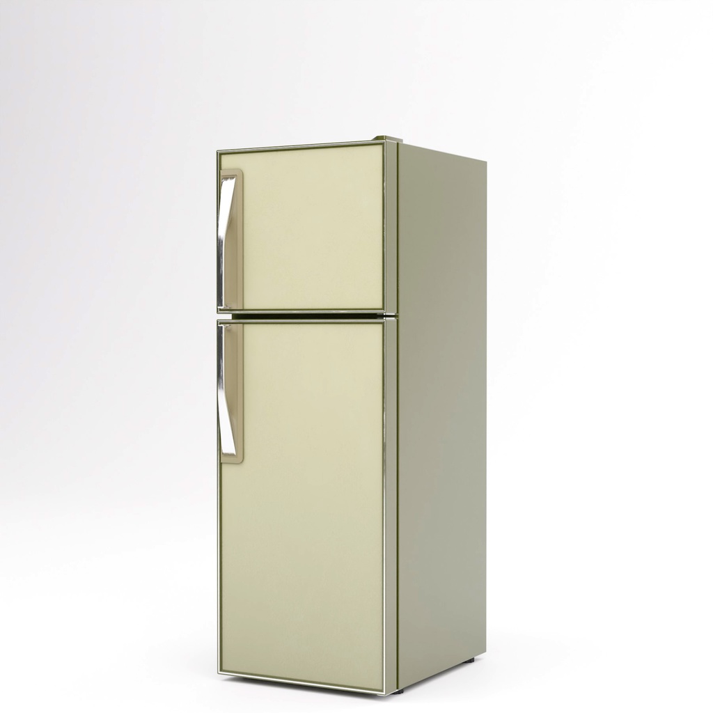 レトロな冷蔵庫と蛍光灯【3Dモデル】