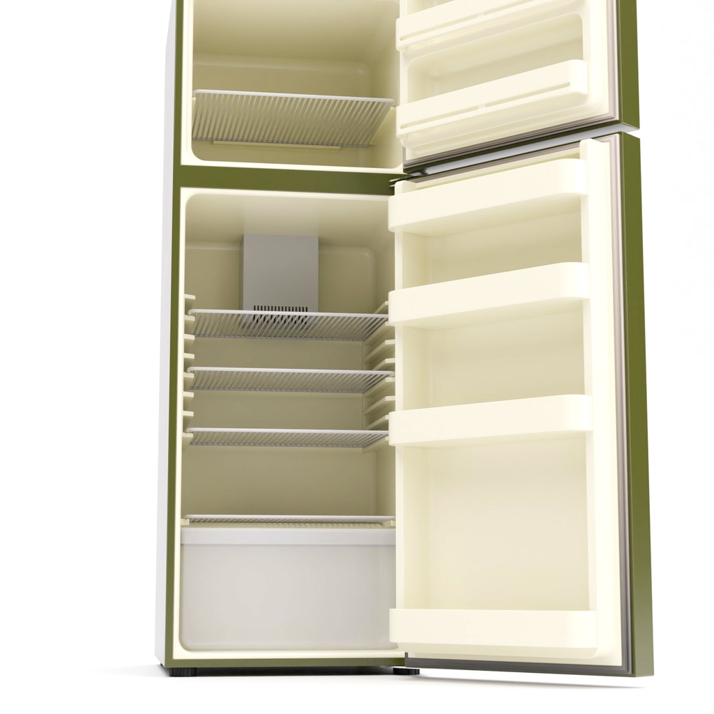 レトロな冷蔵庫と蛍光灯【3Dモデル】