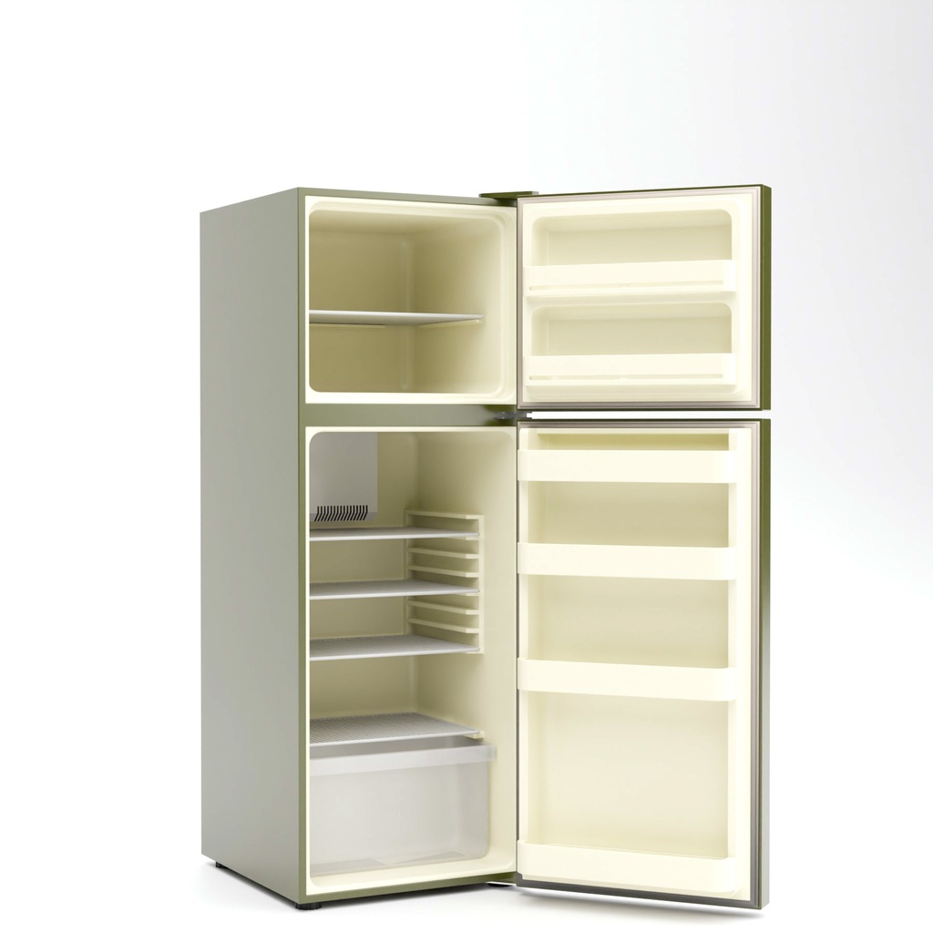 レトロな冷蔵庫と蛍光灯【3Dモデル】