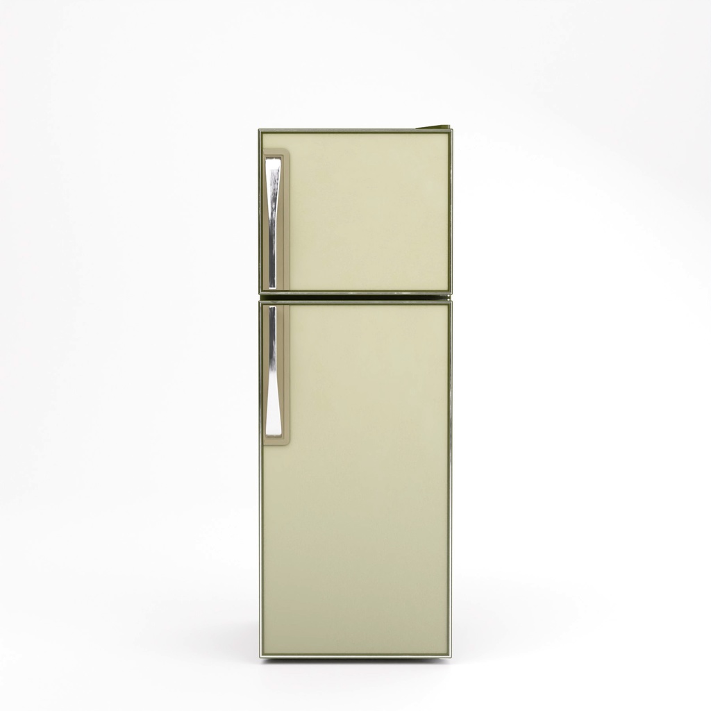 レトロな冷蔵庫と蛍光灯【3Dモデル】