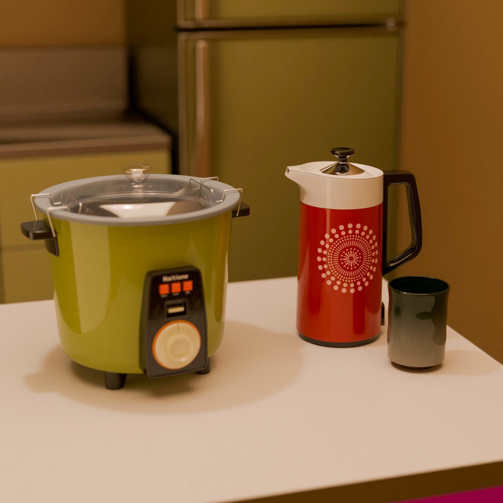 レトロな炊飯器とポットと掃除機【3Dモデル】