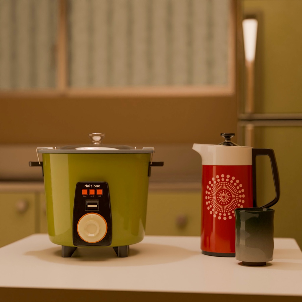 レトロな炊飯器とポットと掃除機【3Dモデル】