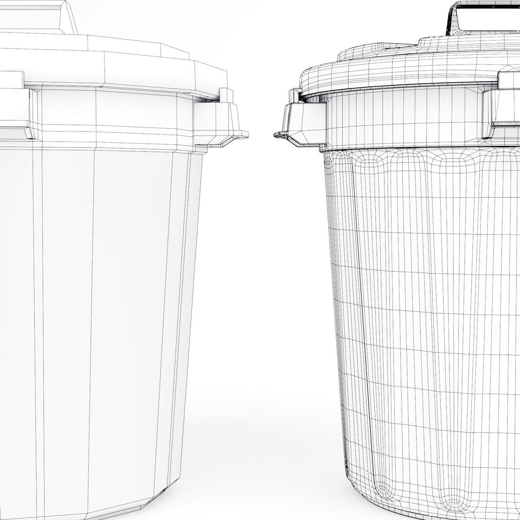 ゴミ箱・バケツ・台車セット【3Dアセット】