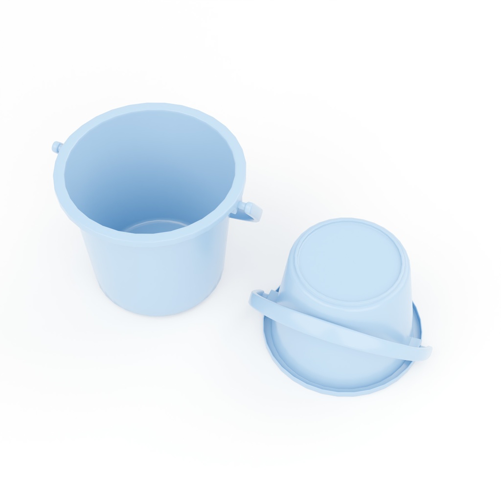 ゴミ箱・バケツ・台車セット【3Dアセット】