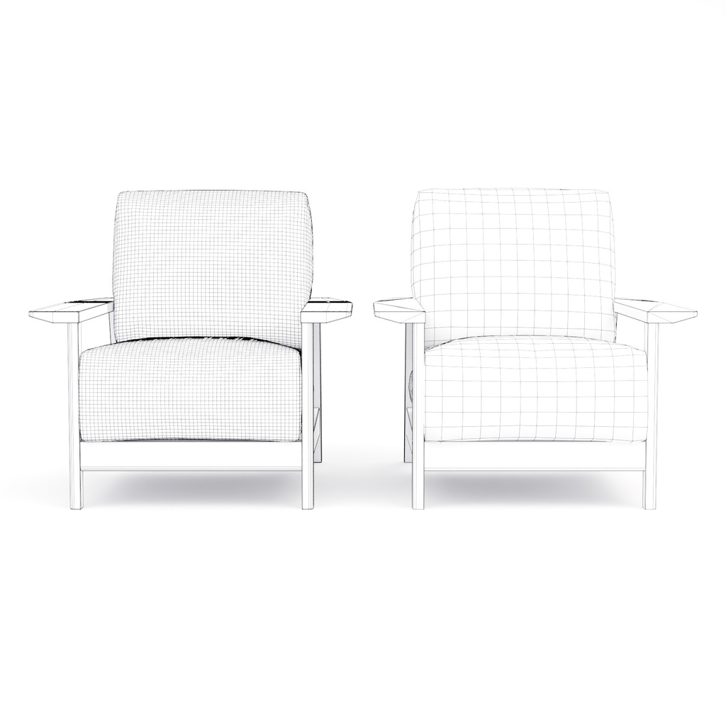 シンプルなソファー【3Dモデル】Simple Wooden Frame Sofa