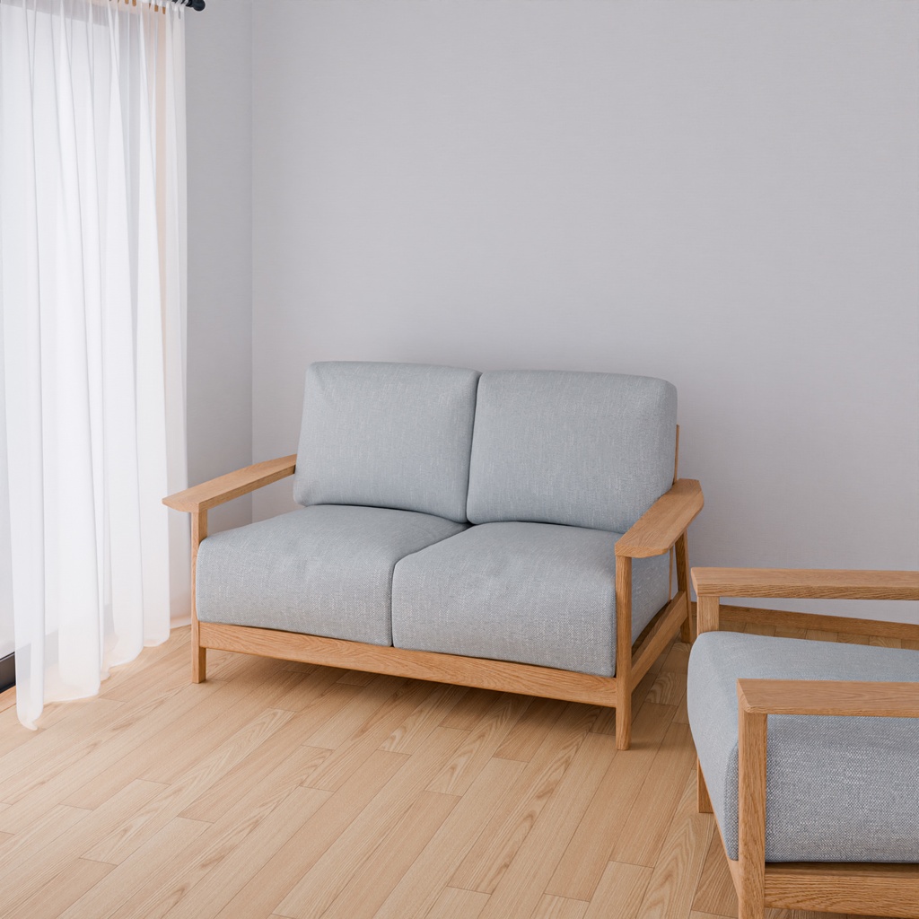 シンプルなソファー【3Dモデル】Simple Wooden Frame Sofa